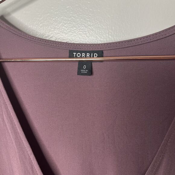 Torrid Mauve Purple Stretch Challis Peplum Blouse - Picture 6 of 6